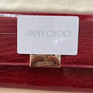 Jimmy Choo Red Croc-Embossed Bag with Gold Detail